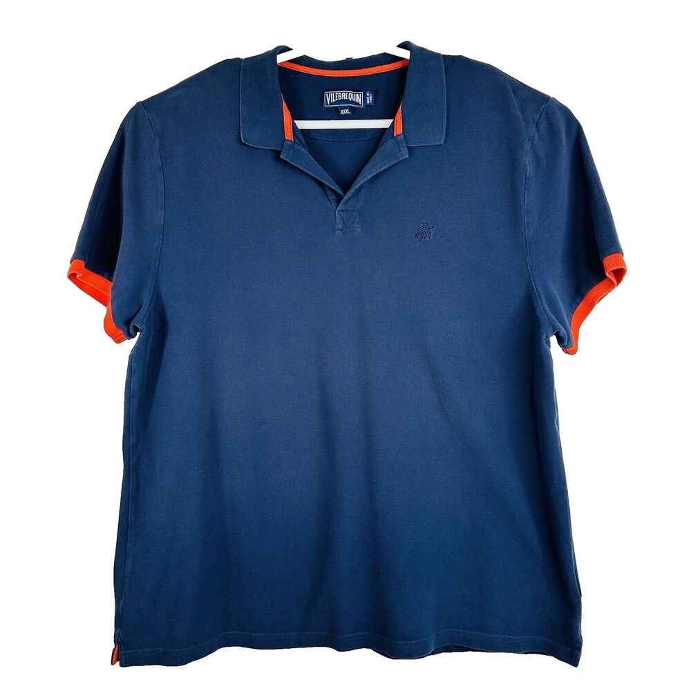 Vilebrequin Men's Size 3XL Comfort Fit Polo Shirt Navy Blue 100% Cotton